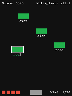 Season 2, World 1: green word blocks, with noel locked on and half typed.